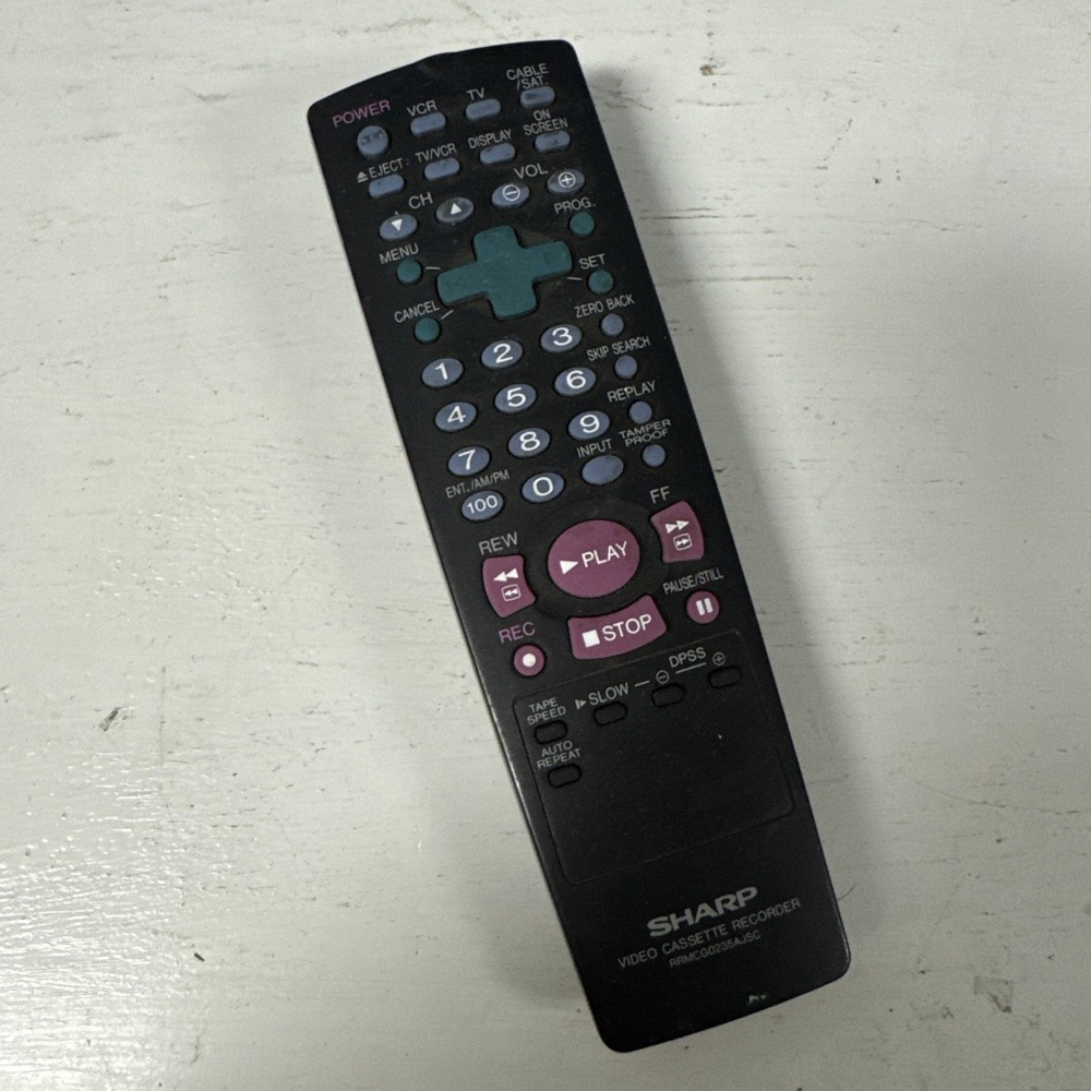 OEM Sharp RRMCG0235AJSA VCR Remote for VCA382V,‎ VCA3A2U, VCA412U, VCA412UA Used